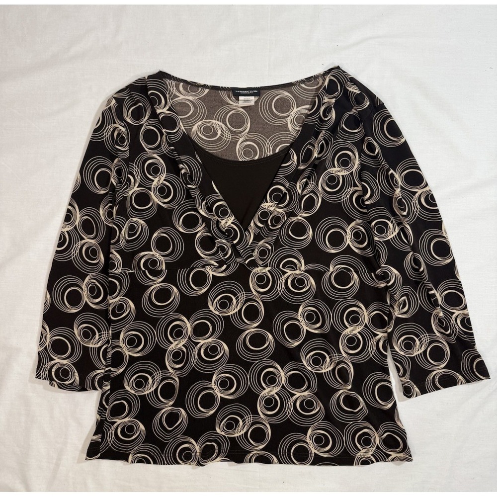 Perseption Concept Y2K Polka Dot Top‎ Size XL Brown